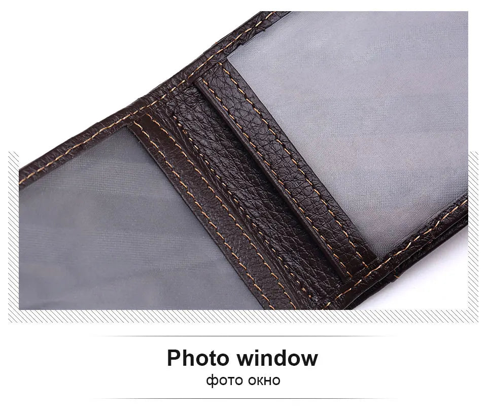 Genuine Leather Portable Slim Wallet for Men Mini Credit Card Holder Thin Small Card Organizer Purse Driver's License Money Bag