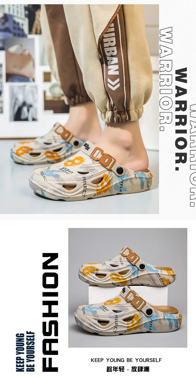 2025 New Men's Clogs Slippers Home Platform Sandals Summer Outdoor Beach Water Shoes Non-slip Male Sneakers Lightweight Sandals