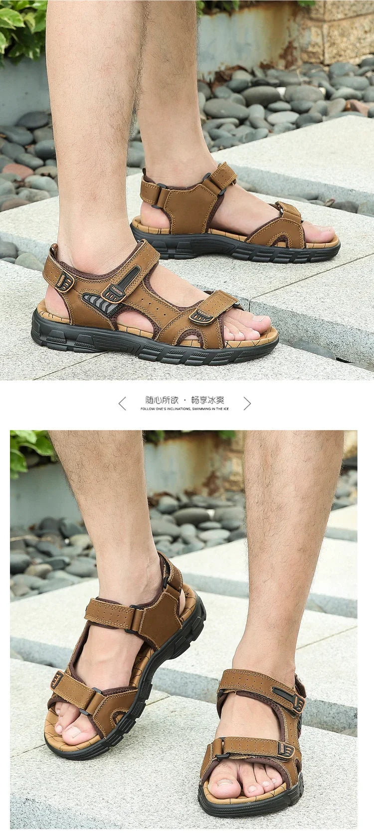 Summer Men's Sandals 2024 Trending Adult Men's Sandal Original Brands Shoes Man's Leather Sandal Sandals for Boy Trend Designer