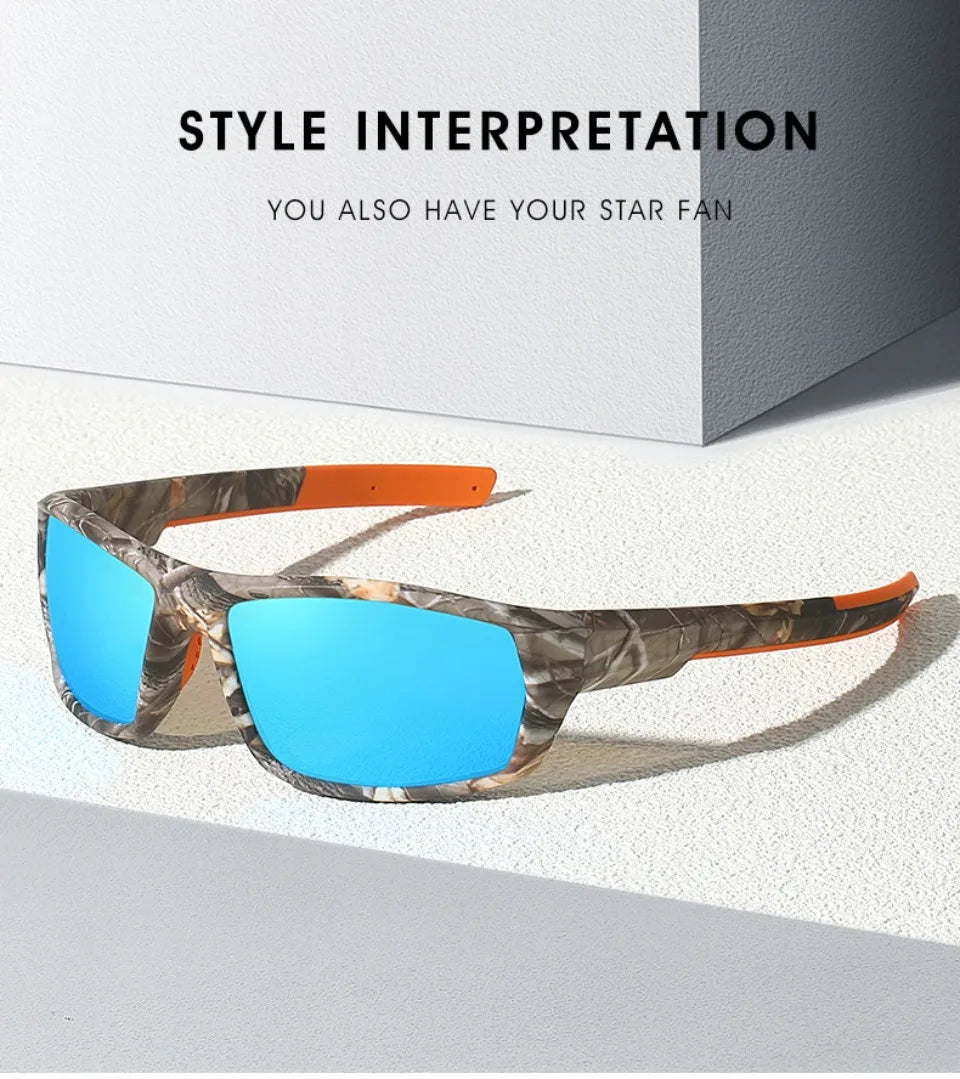 New Sunglasses for Men Sport Polarized Square Frame Camouflage Sun Glasses Driving Fishing Cycling Skiing Sun Eyewear UV400