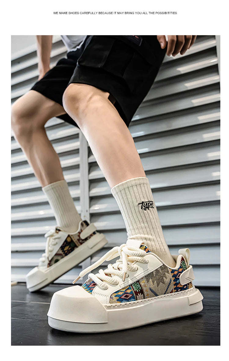 Trendy Street Style Lace Up Sneakers for Men Outdoor Activities Shoes Обувь Skate Shoes for Men Comfy Non Slip Casual Sneakers