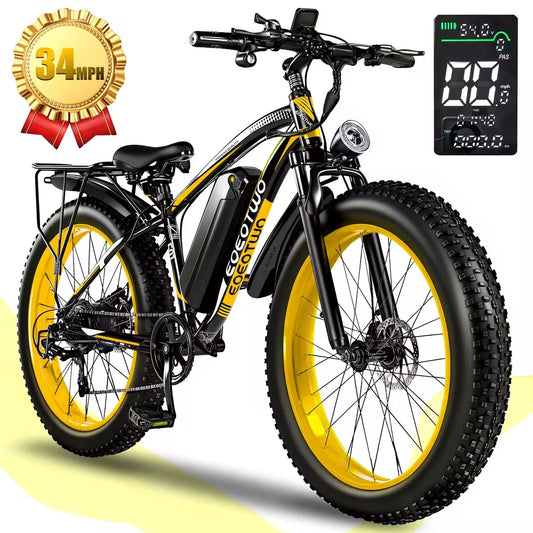 1500W Fat Tire Electric Bike for Adults 26"x4.0 All Terrain Ebike 34MPH Fast Mountain E-Bike 48V Long Range Snow Beach Bicycle