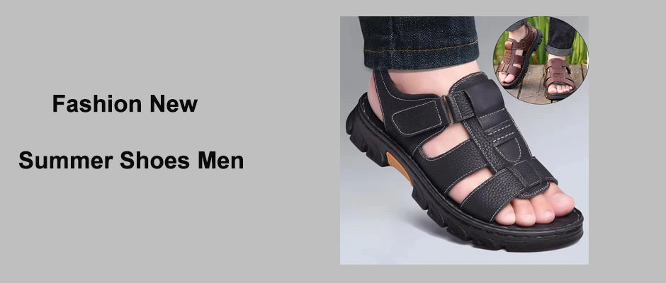 Men's Sandals Adjustable Solid Color Shoes Summer Casual Comfort with Durable Rubber Sole, Breathable PU for Outdoor Walking