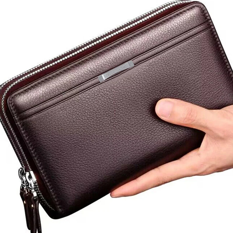 Men's wallet long money foreskin leather handbag large business handbag mobile phone card holder men's gift father son husband b