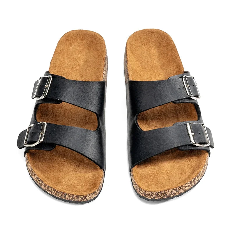Fashion Classic Unisex Slippers For Men Comfortable Summer Cork Shoes For Men Outdoor Sandals Microfiber