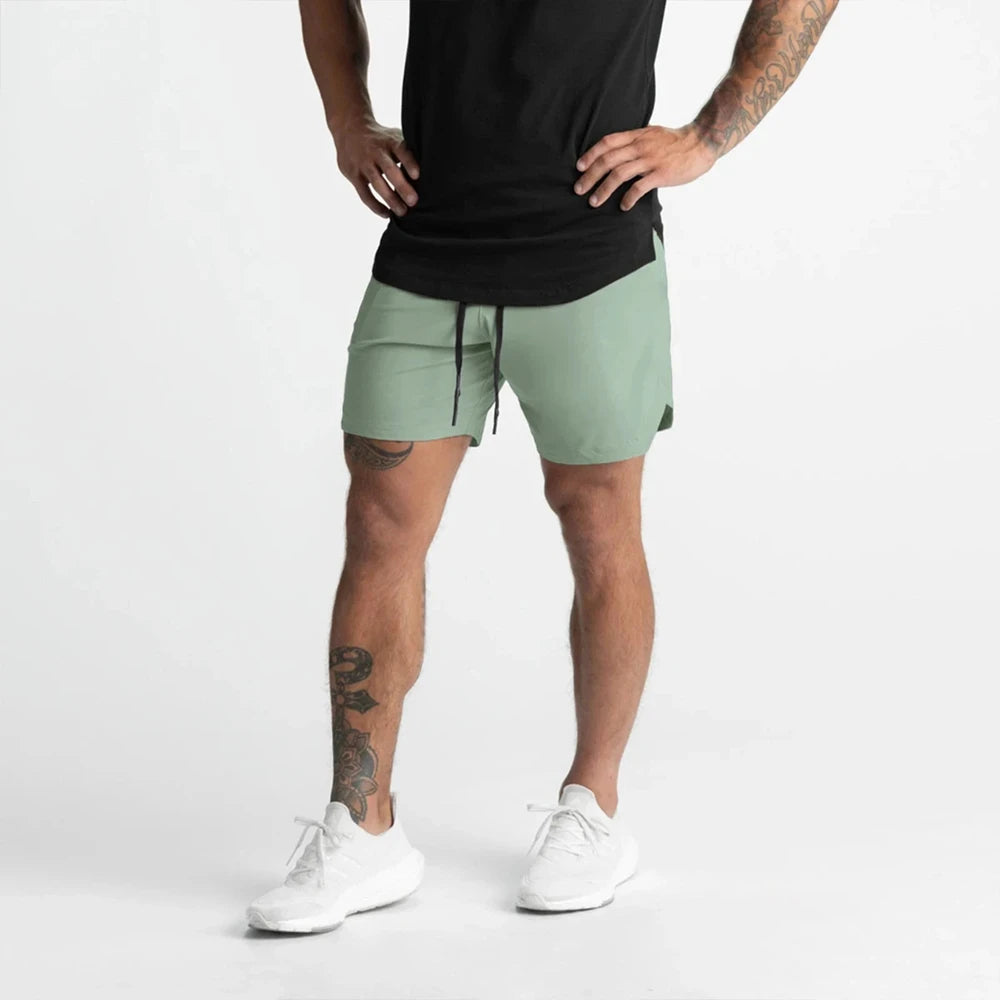 Men's shorts, single-layer woven, quick-dry, running, training, fitness, casual, five-point pants, men's summer zipper shorts.