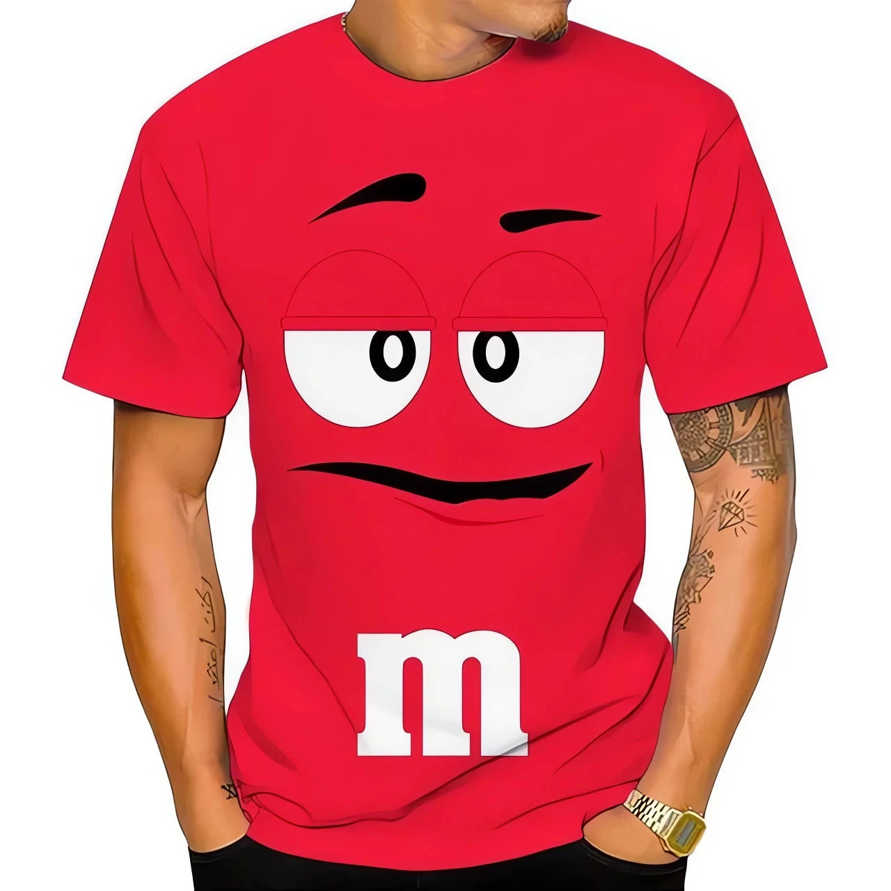 Summer innovative M&M chocolate bean children's 3D printed men's T-shirt,fun,casual,fashionable,100-6XL