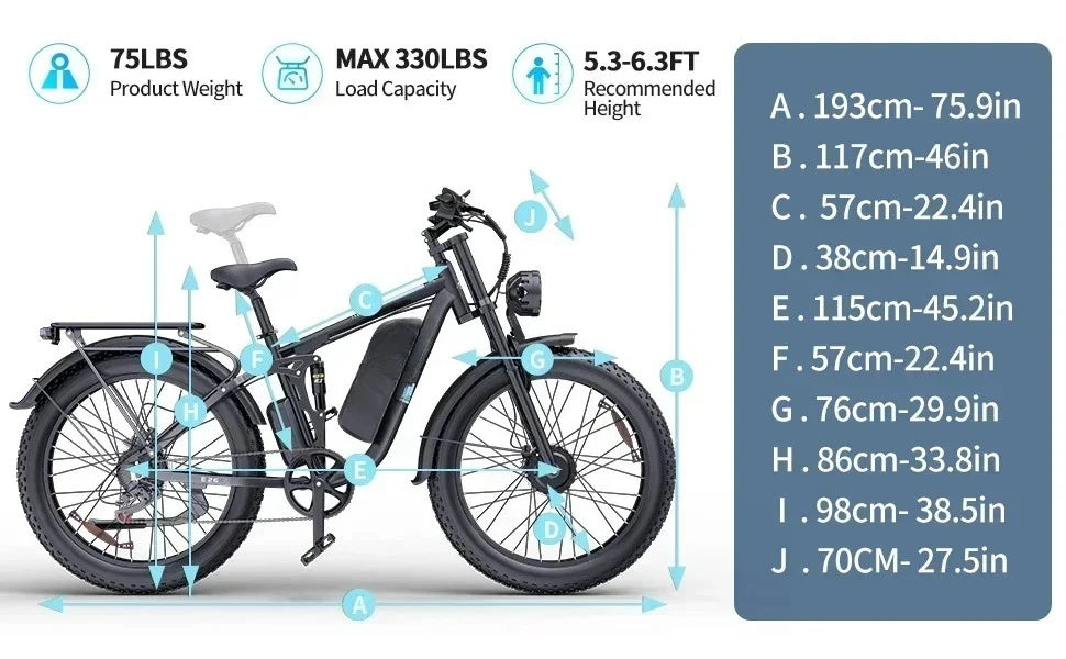 Electric Bicycle 2000W Dual Motor 48V 23AH Battery 20*4.0Inch Fat Tire Mountain Electric Bike Folding E bike