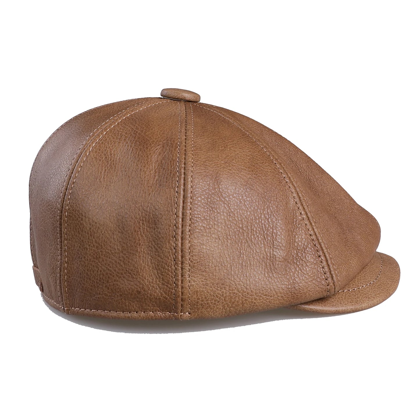 BOONJOVIA Men's Newsboy Flat Cap 100% Genuine Cowhide Leather Gatsby Ivy Golf Cabbie Driving Hat 8 Panels Classic Design