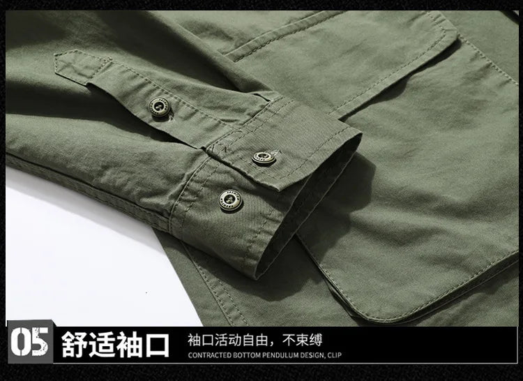 2025 new new men's long-sleeved shirt autumn and winter youth casual overalls fashion trend solid color shirt top