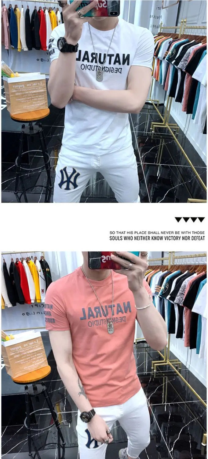 Designer Clothes Men's Summer Casual Cotton T-Shirts O-Neck Letter Print Tops Fashion Handsome Look Short Sleeve T-shirt for Men