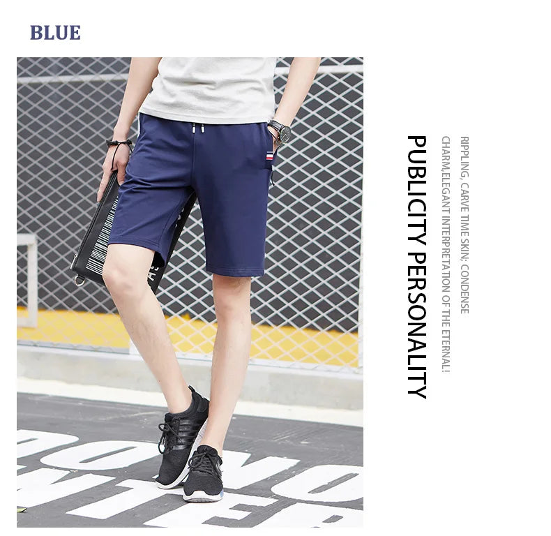 Shorts Men Cotton Casual Sports Men's Solid Shorts Drawstring Bermudas Elastic Waist Beach Short Pants Cool Summer New Fashion