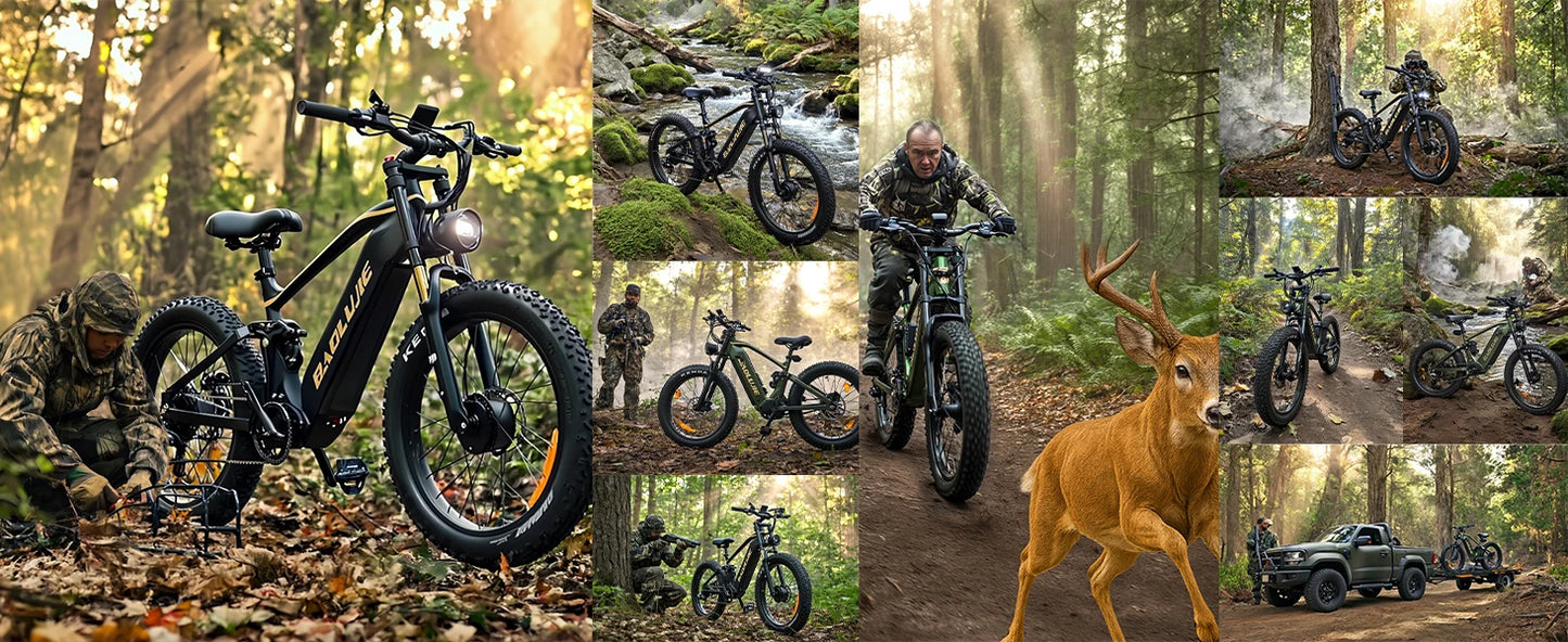 BAOLUJIE 1200W/5000W Ebike Mountain Ebike Fat Tire 48V/52V Battery Electric Bicycle Max 38MPH Electric Bike for Adults Off-road