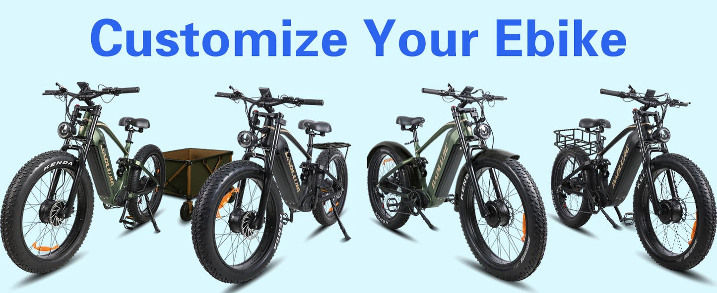 BAOLUJIE 1200W/5000W Ebike Mountain Ebike Fat Tire 48V/52V Battery Electric Bicycle Max 38MPH Electric Bike for Adults Off-road