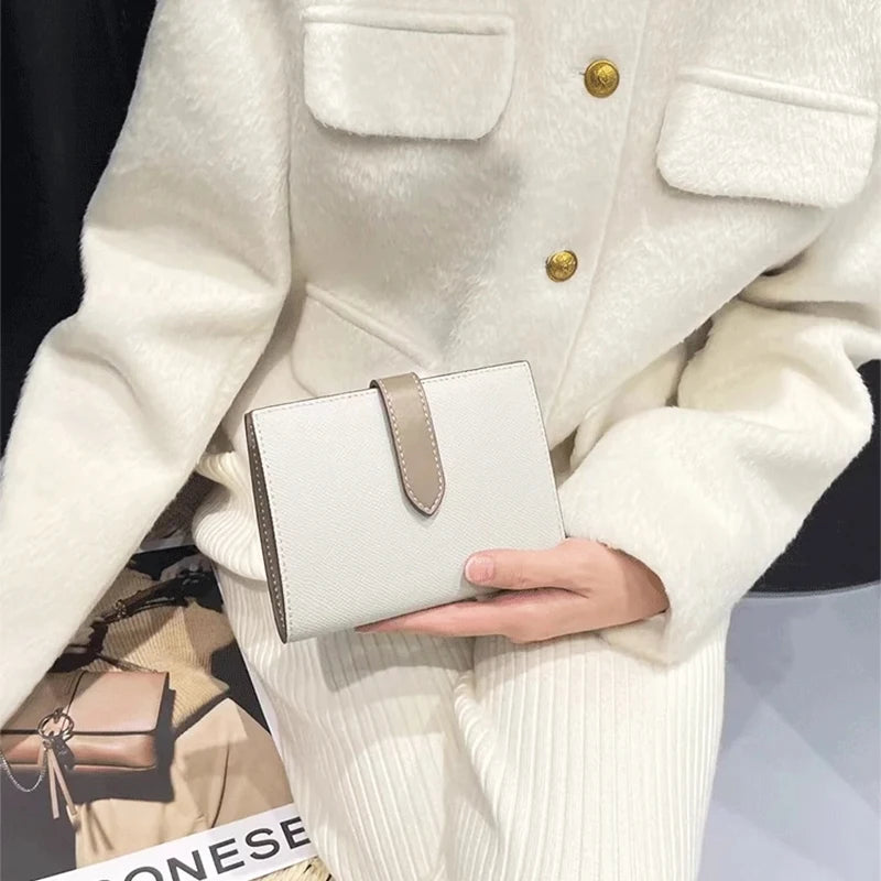 Luxury Design Genuine Leather Wallet For Woman Custom Initials Fashion Folding Passport Holder Business Card Holder Coin Purse