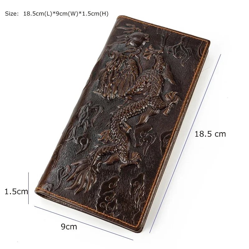 Casual Long Wallet Men Mobile Phone Male Long Purse Bifold Card Wallet Natural Cow Skin Leather Purse Men Business  Card Holder