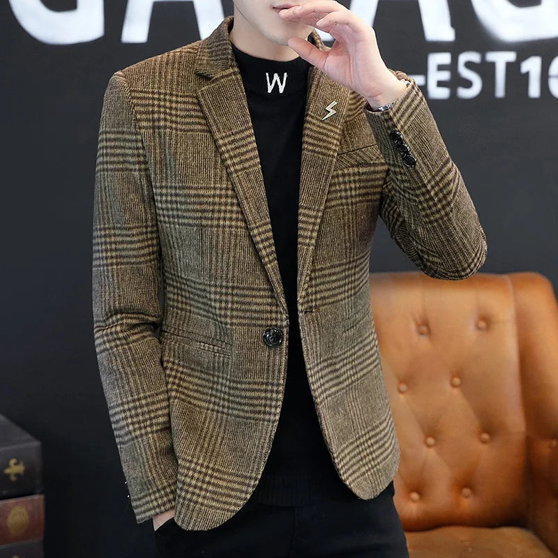 2025 Teenage Casual Suit Men's Coat Casual Autumn Single-layer Shirt Korean Version Slim-fit Suit  Wedding Suits for Men