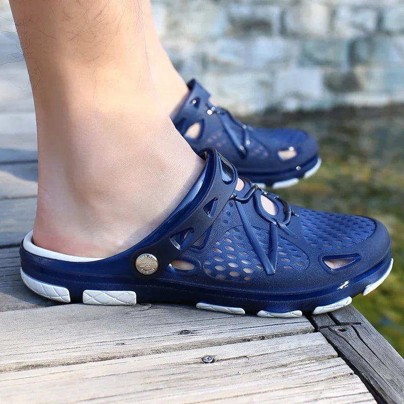 Fashion Men Slippers Casual Sandals Anti Slip Wear-Resistant Breathable Cushioning Color Blocking Design Versatile Sport Shoes