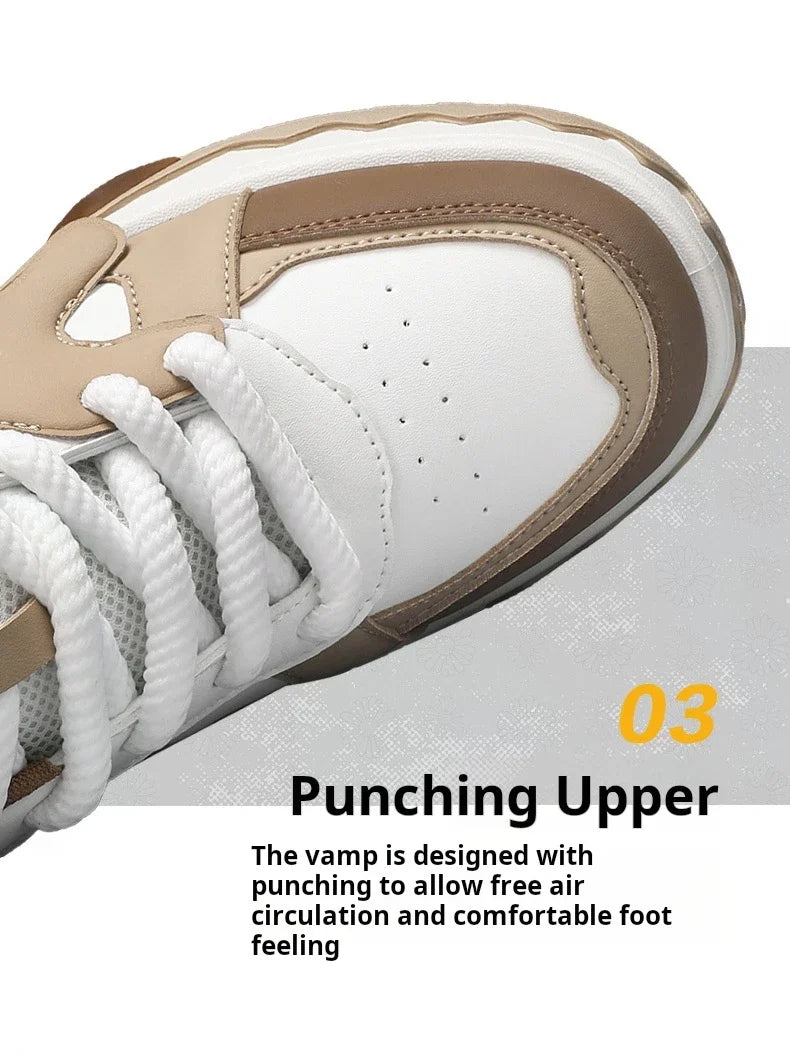 Sneakers Men Trendy Mixed Color Lace-up Thick-soled Casual Shoes Non-slip Shoe Round Toe Men Board Shoes Zapatillas Hombre