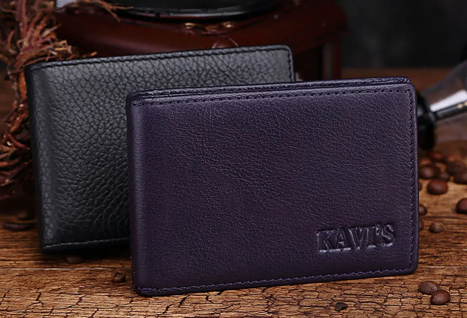 Genuine Leather Portable Slim Wallet for Men Mini Credit Card Holder Thin Small Card Organizer Purse Driver's License Money Bag