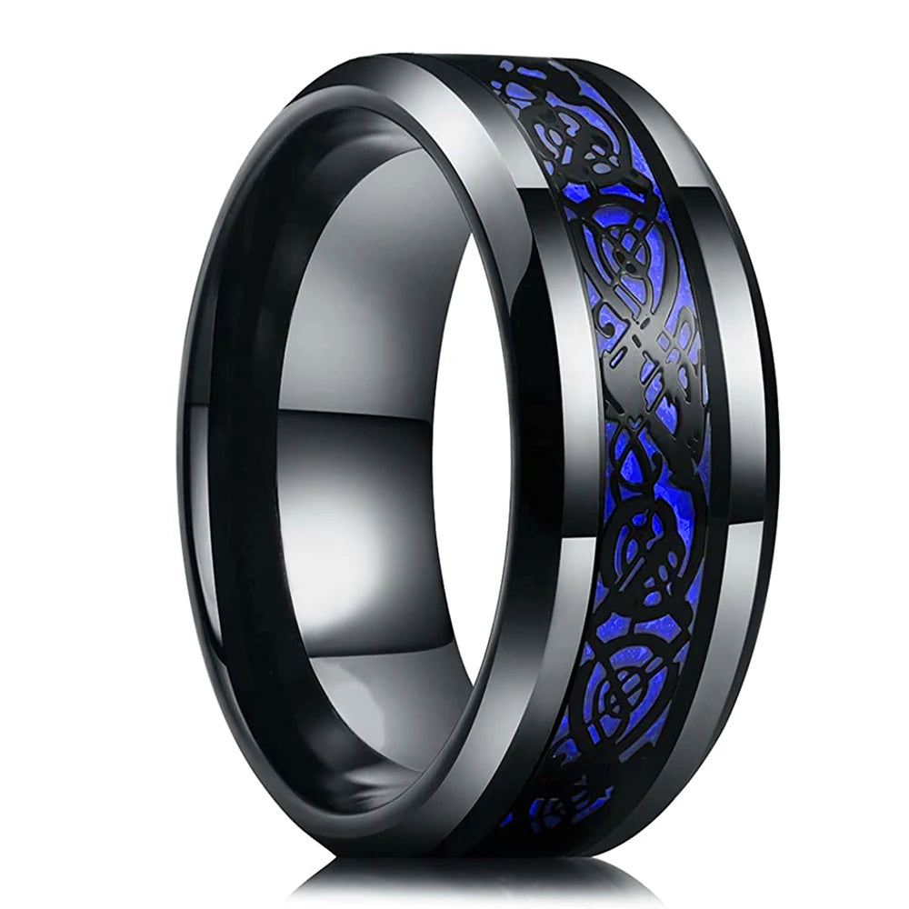 Fashion 8mm Green Color Titanium Stainless Steel Rings for Men Women Black Brushed Men Promise Rings Wedding Party Jewelry Gifts