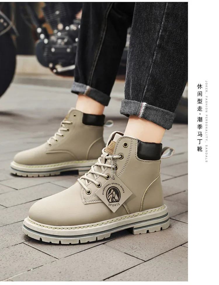 Men's Footwear Resistant Waterproof High-top Motorcycle Boots Soft Bottom Work Clothes Anti-slip Yellow Boots Men Cowboy Boots