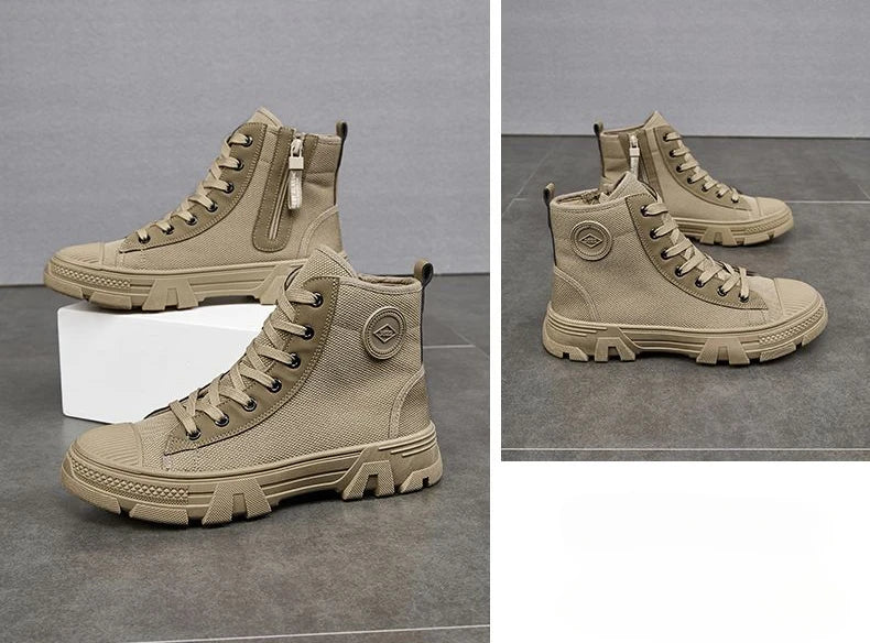 Men's High Cut Boots Warm Winter Lace Up with Fur Outdoor Hiking Male Shoes Platform Retro Original Deals Comfortable Offer Sale