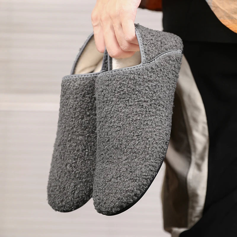 Men Winter Slippers Women Warm Shoes Soft Plush Flats Casual Shoes Male Loafers Lightweight Home Walking Couples Shoes Footwear