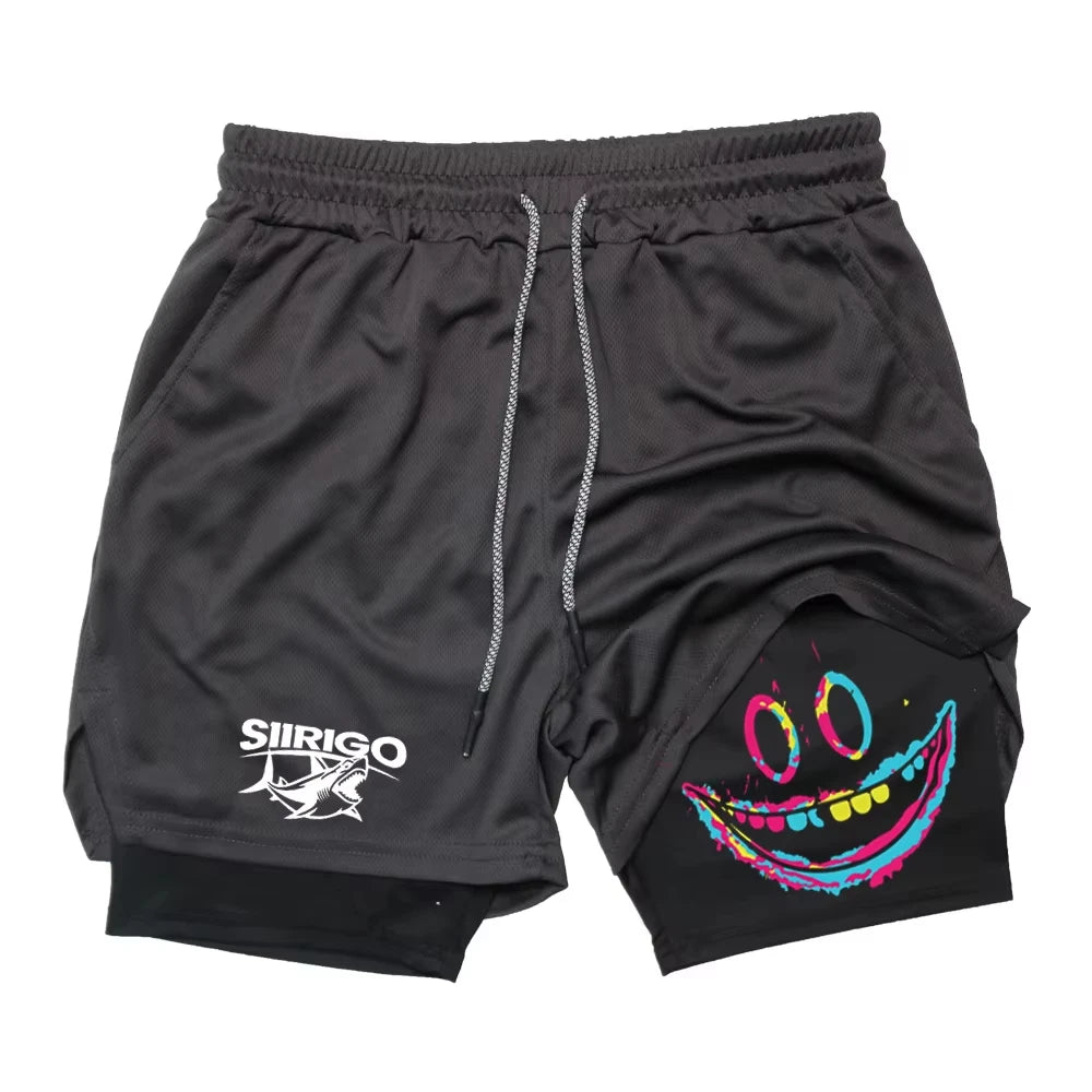 Anime Shorts for Men Hot Shorts for Men Exercise Gym Jogger Exercise Shorts Quick Dry Light Weight Bodybuilding Shorts 2 in 1