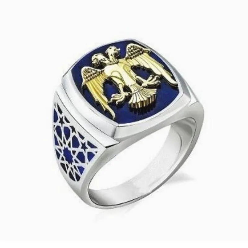 Eagle Collection ! Domineering Metal Eagle Men's Ring Punk Style Enamel Animal Male Rings Jewelry Hand Accessories Size 6-13
