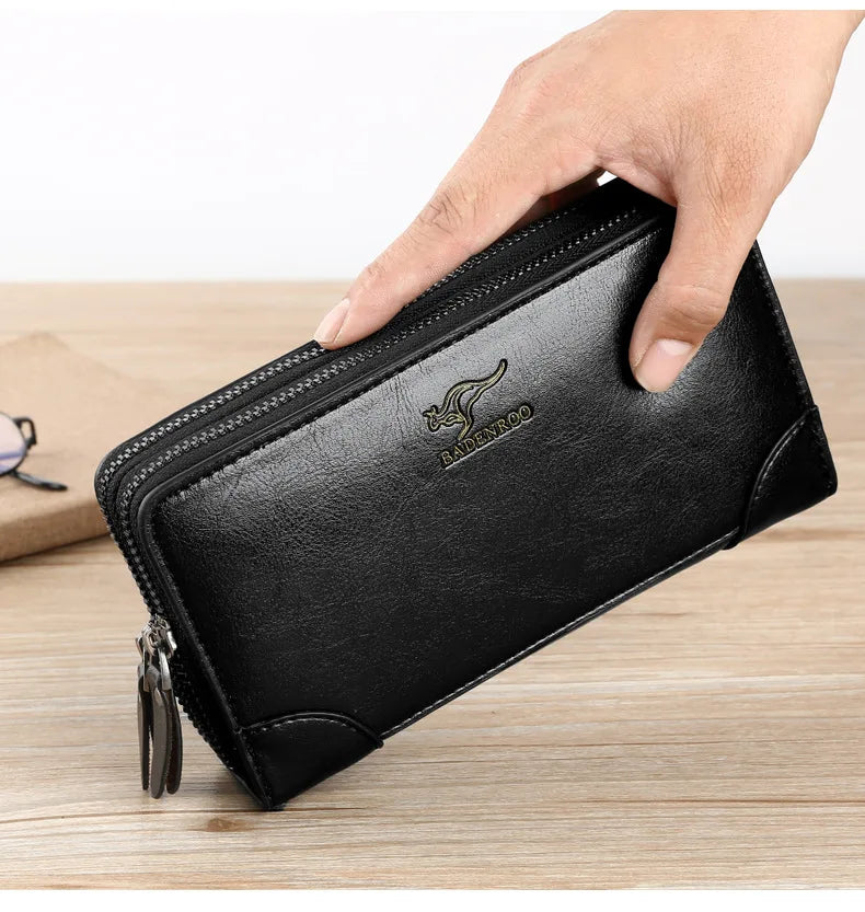 High Quality Pu Leather Wallet Men's Long Zipper Wallet for Men RFID Blocking Business Clutch Bag Credit Card Holder Man Purse