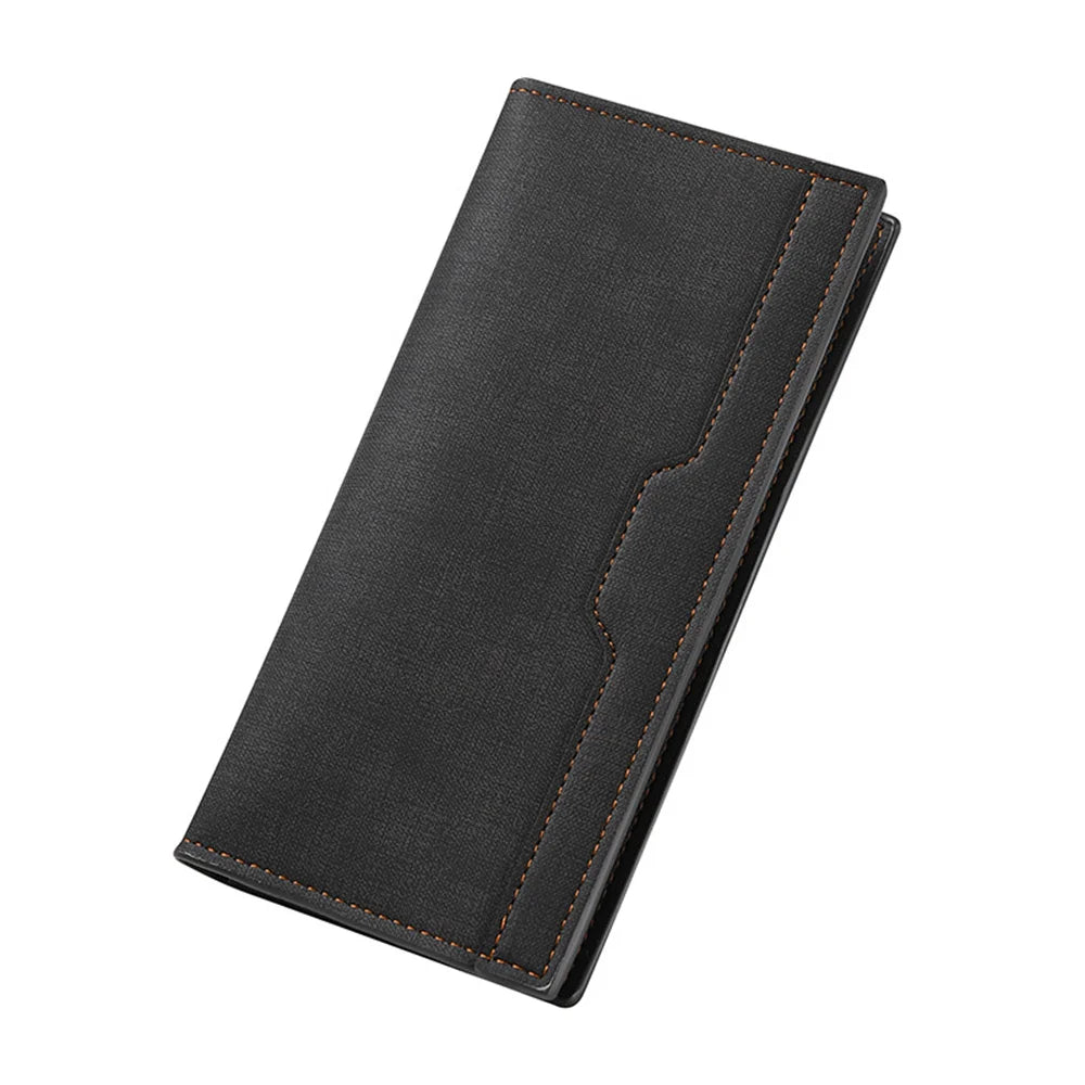 Men's Long Wallet Driver's Licence ID Wallet Card Case Leather Business Wallet Large Capacity Money Clip Simple Card Holder