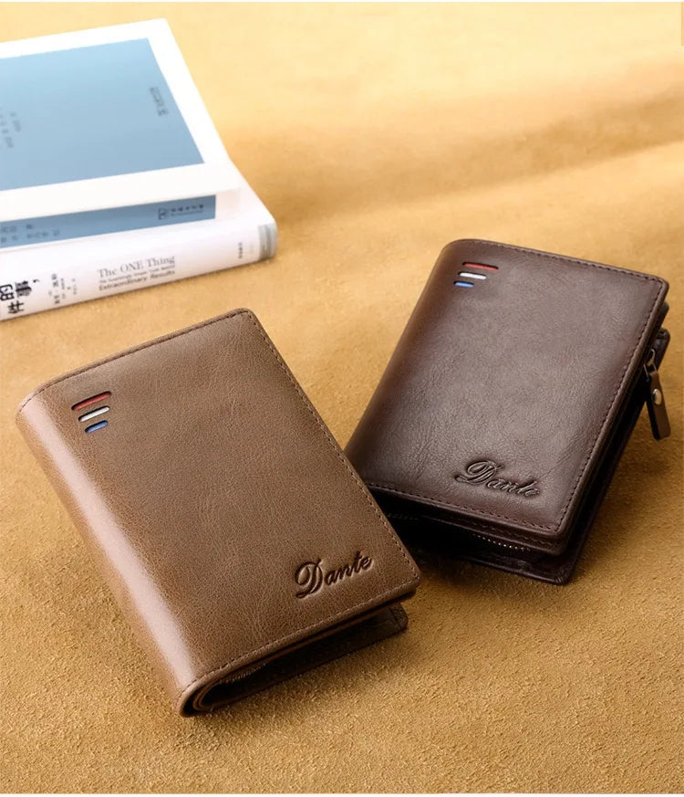 High Quality Men Wallet 2025 New Style Fashion Large Capacity Retro Card Bag Zipper Purses Pocket Short Men's Leather Wallet