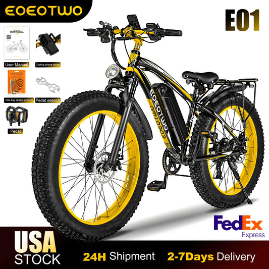 Electric Bikes 34mph 1500W Peak Motor 48V15AH Battery Mountain E Bike Adults 26*4.0 Fat Tire Electric Dirt Bike Electric Bicycle