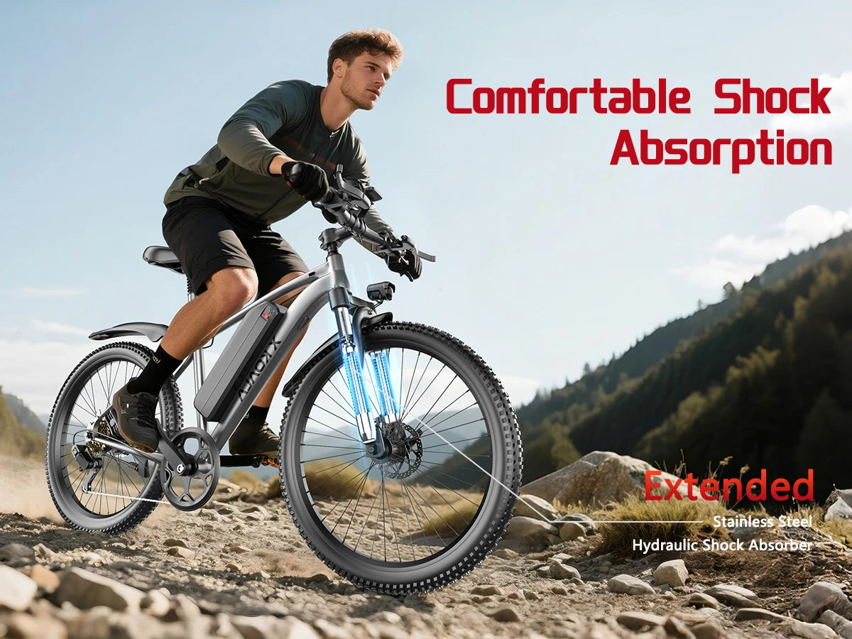 26'' Electric Bike for Adults 1000W Peak Motor 40 Miles 25MPH Commuter EBike 7 Speed Waterproof Pedal Assit Electric Mountain