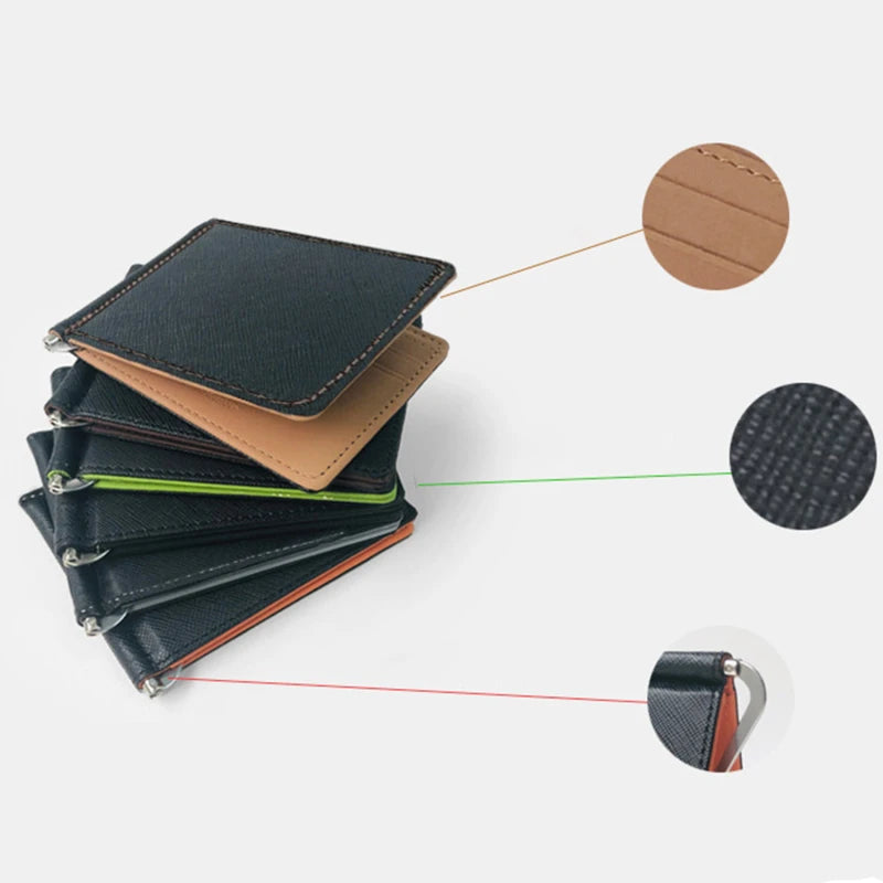 Fashion Men Wallet Short Skin Wallets Purses PU Leather Money Clips Sollid Thin Wallet Men Purse ID Credit Card Cash Holder