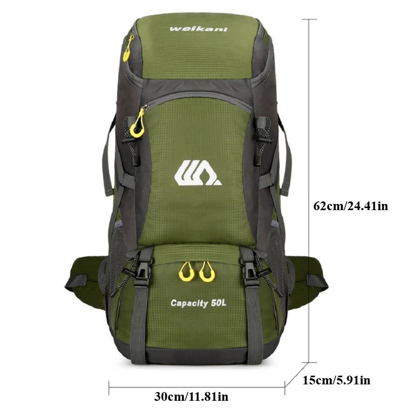 2025 new outdoor sports backpack mountaineering bag large capacity 50L men and women hiking camping bag travel shoulder bag