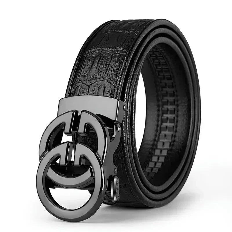 Men's Belt Made of High Quality Material Metal Alloy Automatic Buckle Brand Luxurious Design Men's Belt