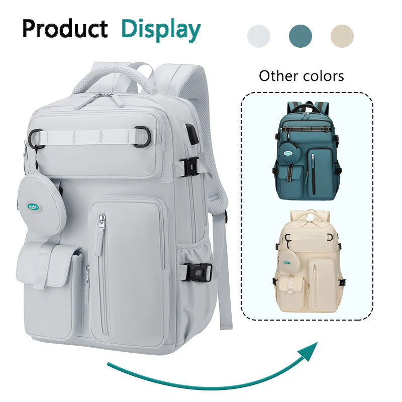 Fashionable large capacity multi pocket multifunctional outdoor travel backpack, handbag hiking bag suit