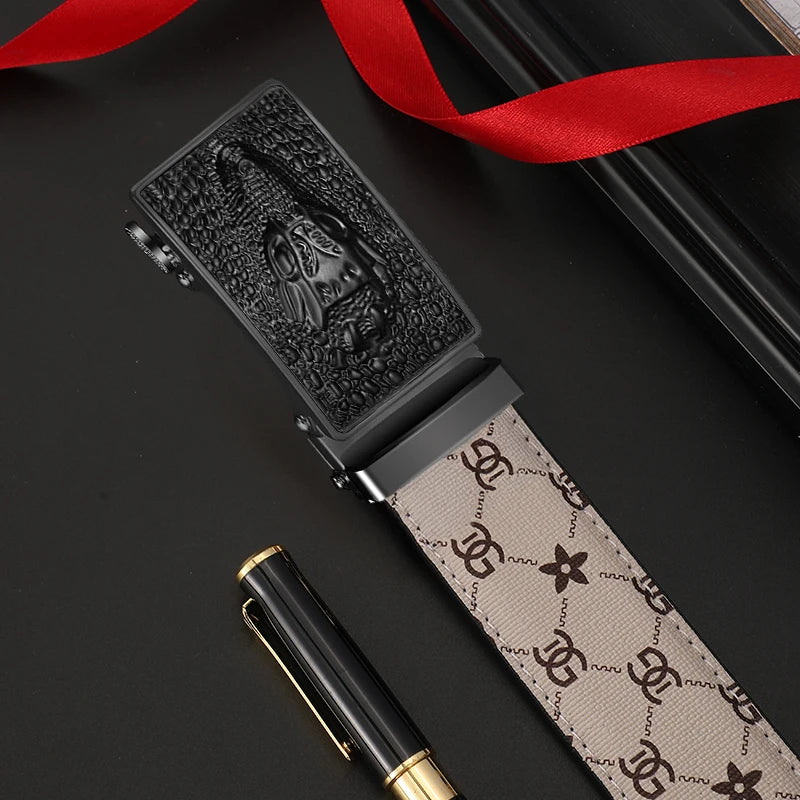 Men belt Leather Belt Metal Alloy Automatic Buckle Brand Luxury Design Waist Belts for Men Strap Male