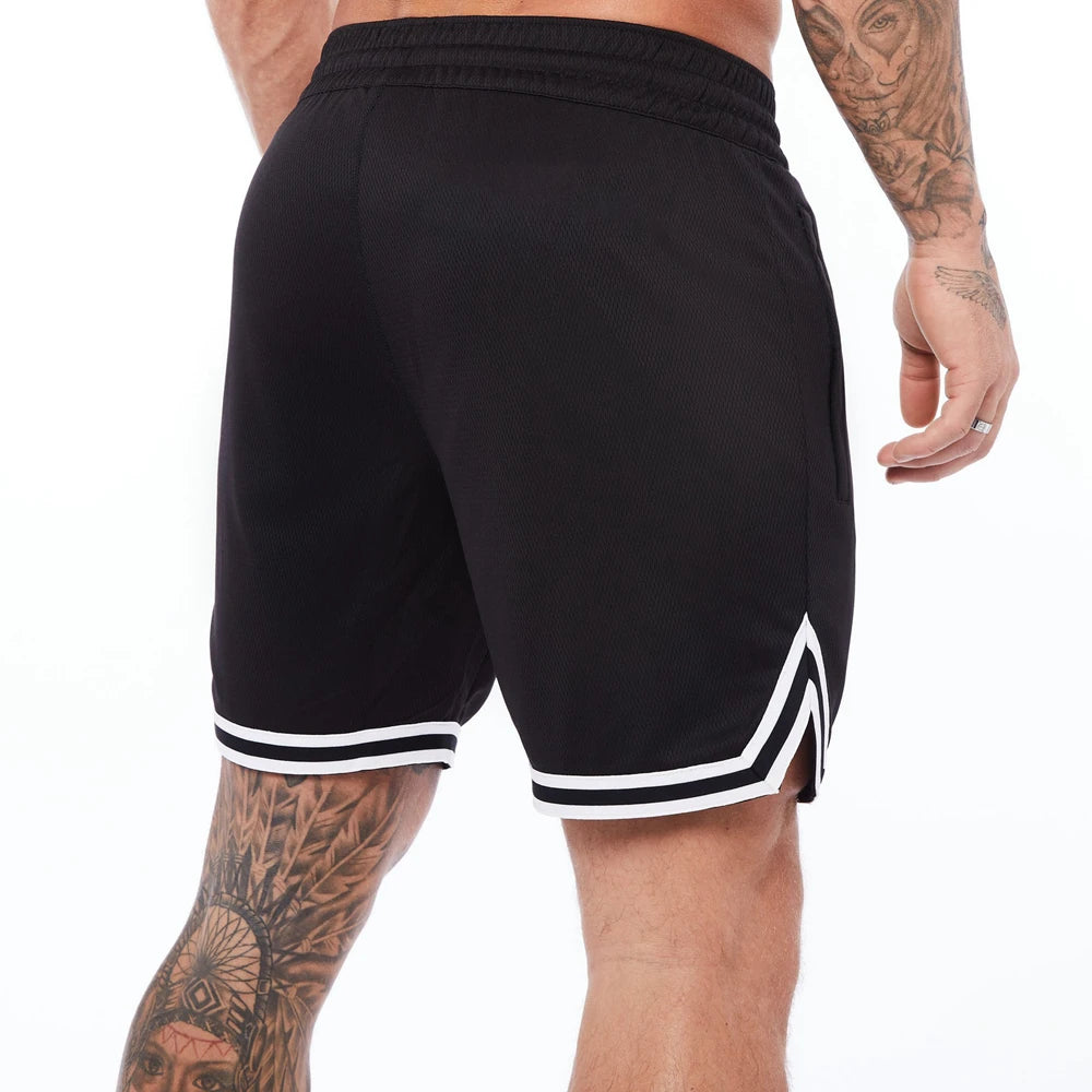 Mens Basketball Shorts Summer Gym Fitness Sports Training Running Workout Quick-Drying Jogger Male Orange Five-Point Short Pants