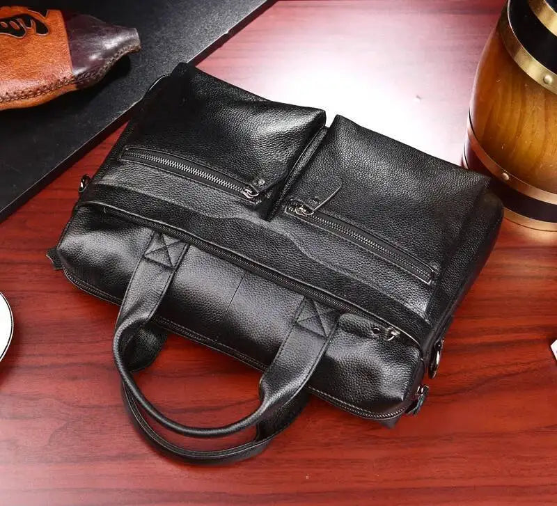 Business Laptop Bag Genuine Handbags Male Travel Briefcases Men High Quality Cowhide Leather Messenger Bags