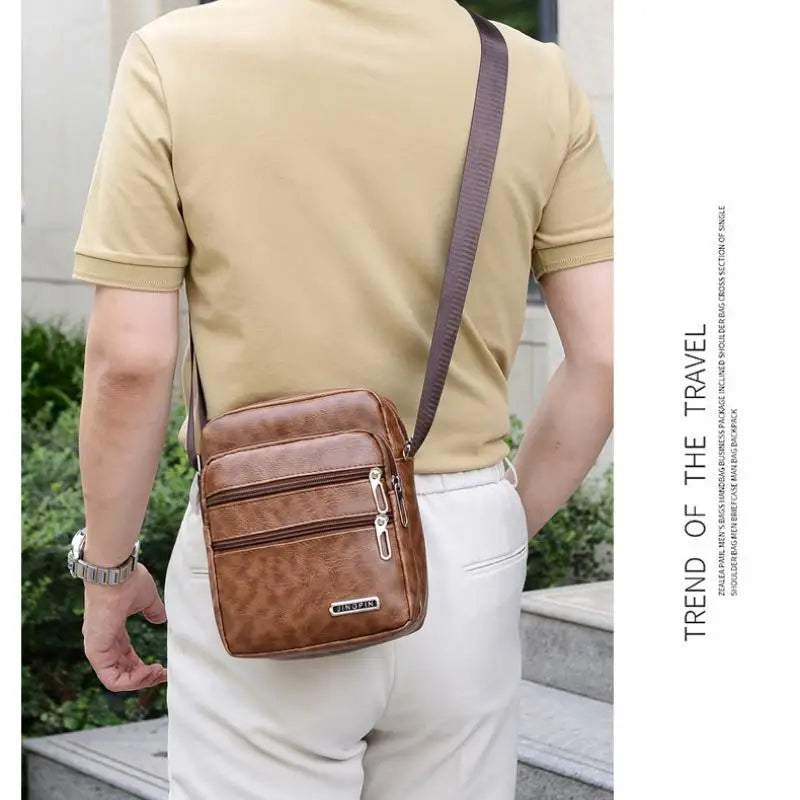 Men's PU Leather Crossbody Shoulder Bags High quality Tote Fashion Business Man Messenger Bag  Leather Bags fanny pack