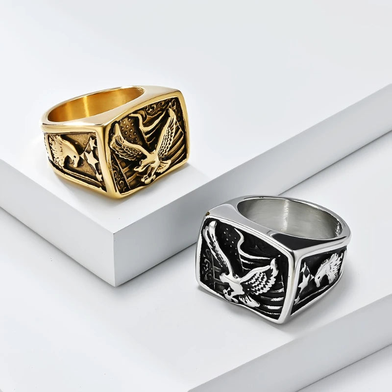 Eagle Rings Stainless Steel Art Retro Men Fashion Ring Jewelry