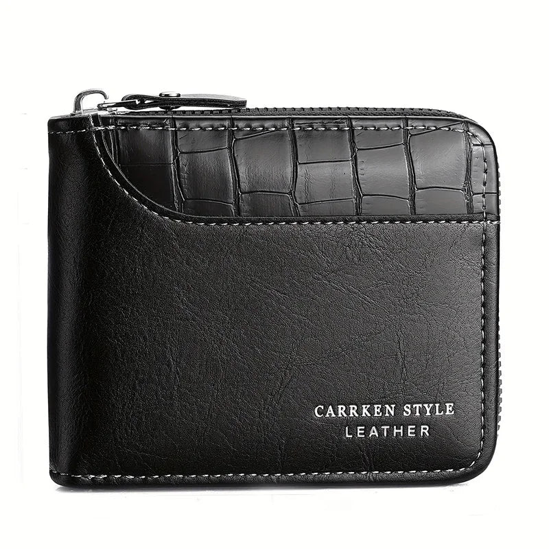 Leather Men's Wallet Luxury Mens Purse Male Zipper Card Holders With Coin Pocket Rfid Wallets Gifts For Men Money Bag