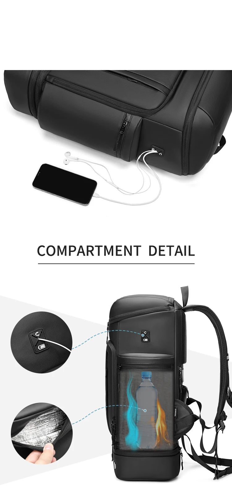 Travel Hiking backpack For Men 50L Large capacity trekking bag outdoor waterproof 16 Inch Laptop Backpack creative With shoe bag