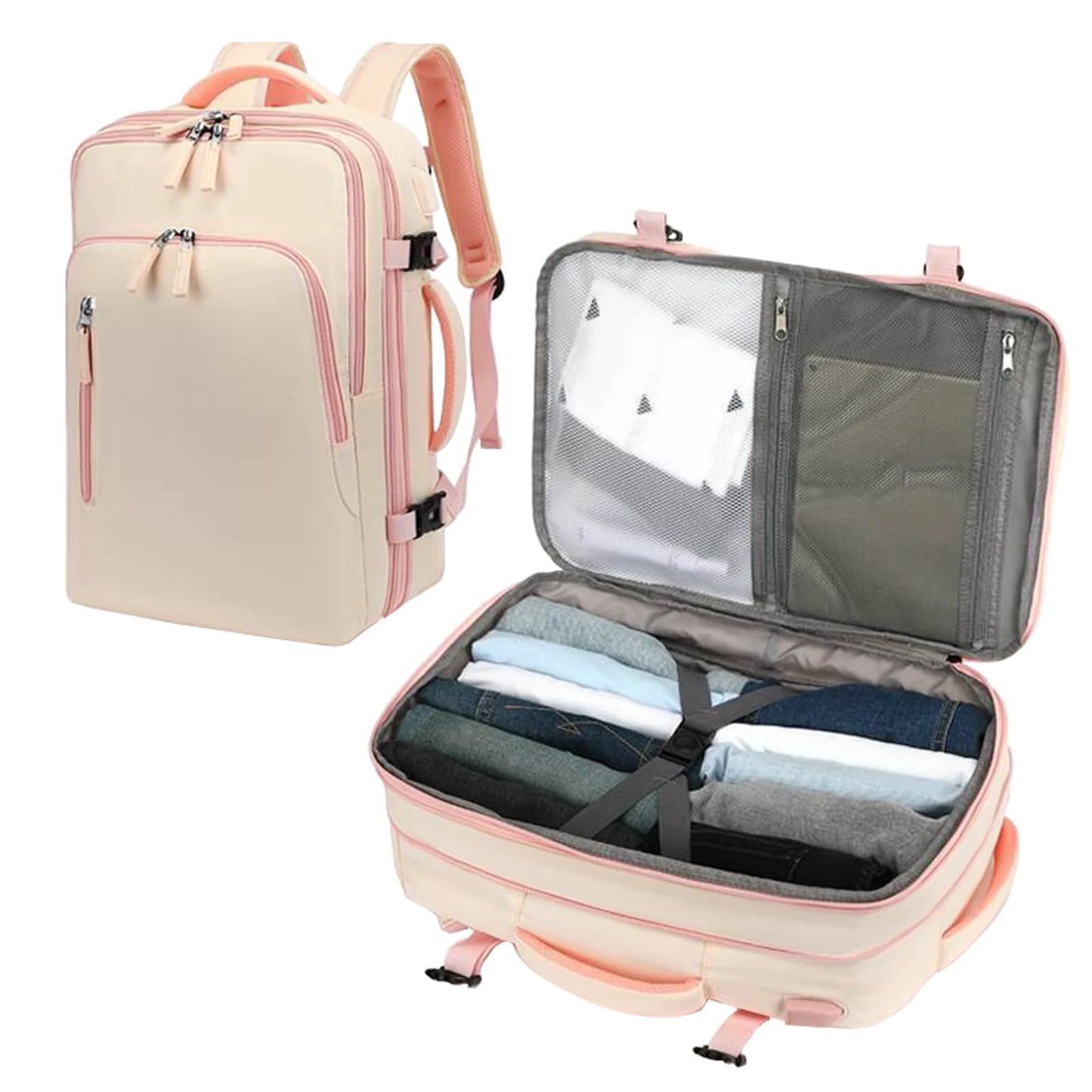 Men's Travel Backpack, Outdoor Luggage Backpack, Business Weekend Bag, Expandable, Large Capacity Travel Backpack, Commuting, Short-Distance Business Trip Luggage Bag, Perfectly Matches Backpack Accessories, Luggage Strap Des