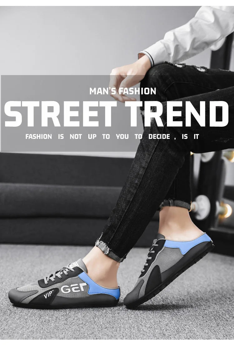 Men Slippers Trend Baotou Shoes for Men Summer Breathable Casual Shoe Vulcanized Flats Male Sneakers Half Slip-on Shoes 2026