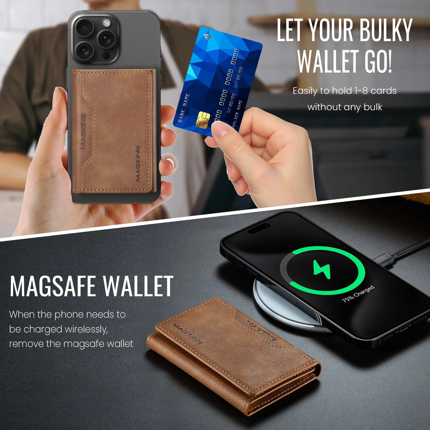 Luxury Fashion Short Strong Magnetic Premium Leather Wallet Men's Coin Cash Cards Holder Women's Foldable Mini Wallet Purse