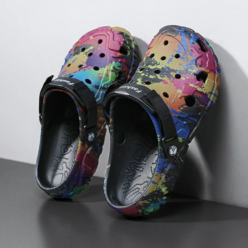 New men's slippers sandals men's garden shoes flat shoes camouflage sandals men's sports shoes outdoor activity floor home shoes